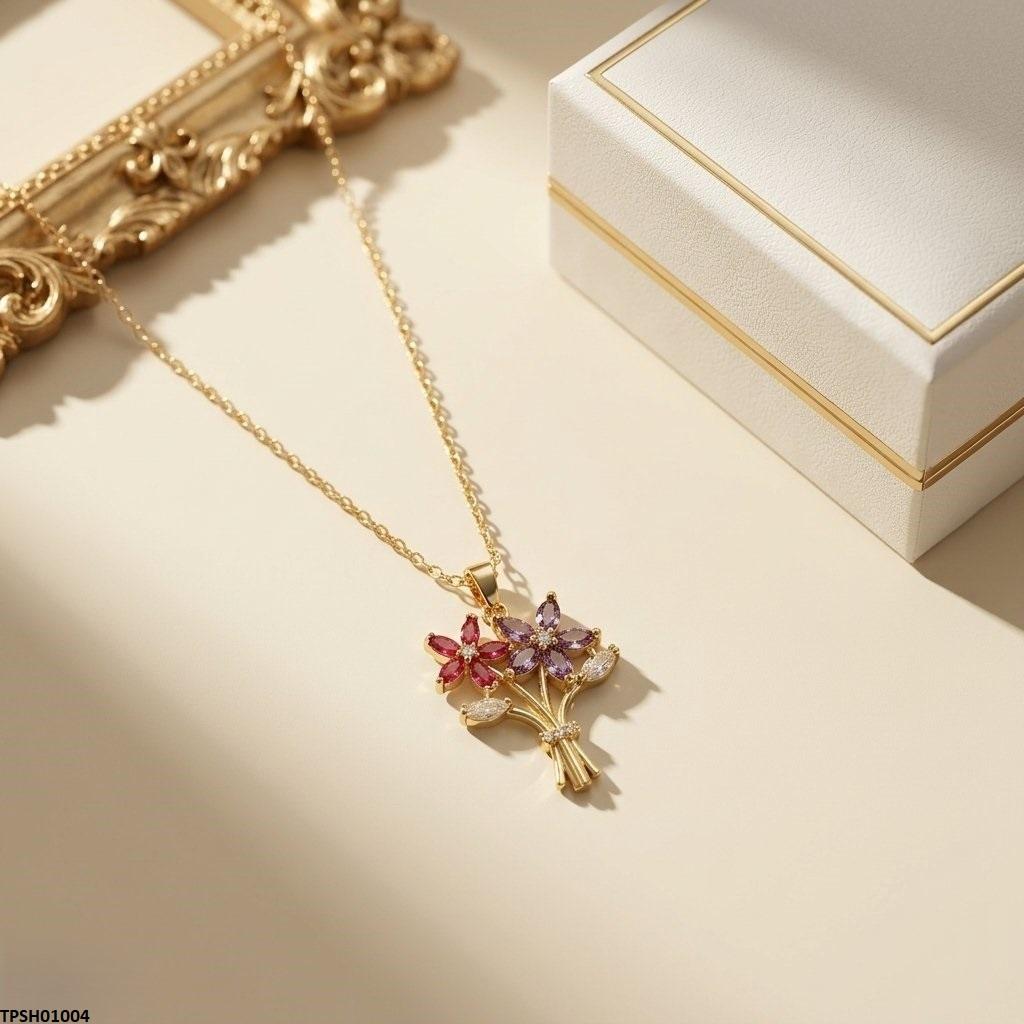 Stainless Steel Zircon Flower Bokeh Pendant