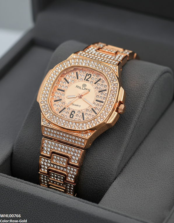 Rhinestone Round Dial Women's Watch