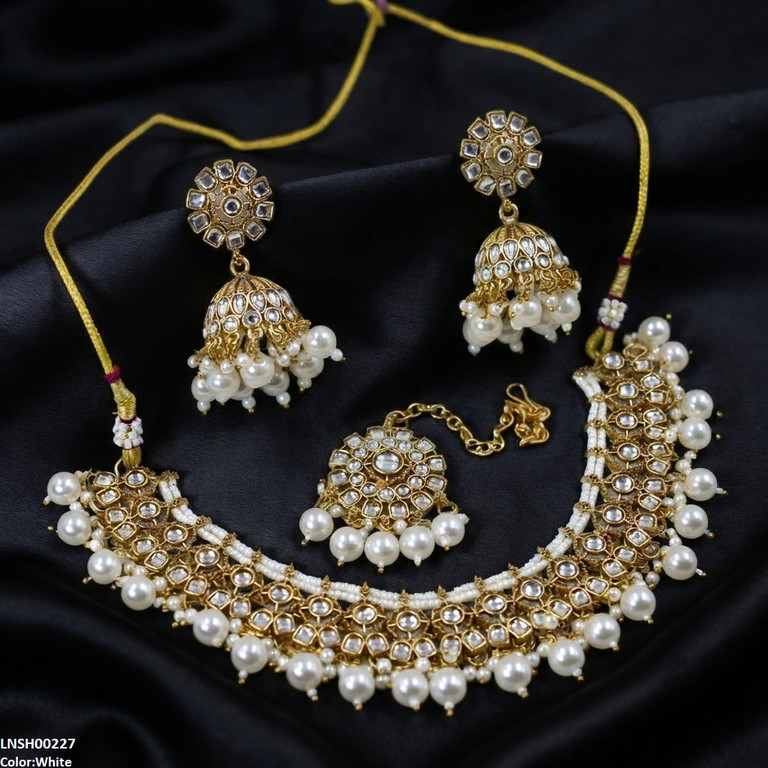 Round Flower Rajwari Necklace Set