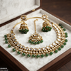 Square/Oval Stone Pearl Drop Rajwari Necklace Set