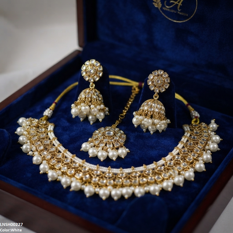 Round Flower Rajwari Necklace Set