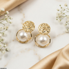 Coin Pearl Drop Earrings