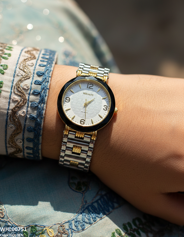 Round Black Bezel Women's Watch