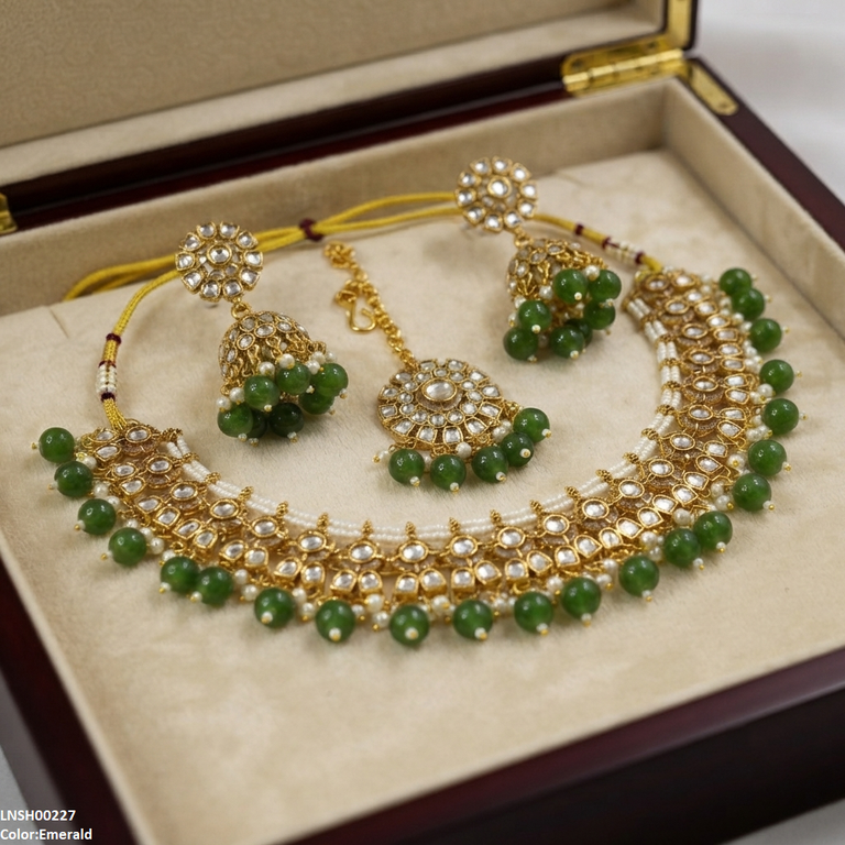 Round Flower Rajwari Necklace Set