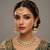 Marquise/Square Stone Pearl Drop Rajwari Necklace Set