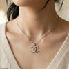 Stainless Steel Zircon Double C Pendant