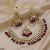 Square/Oval Stone Pearl Drop Rajwari Necklace Set