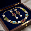 Oval Multi Stone Necklace Set