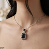 Stainless Steel Zircon Rectangle Stone Pendant