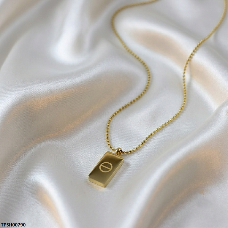 Stainless Steel Gold Brick Drop Pendant