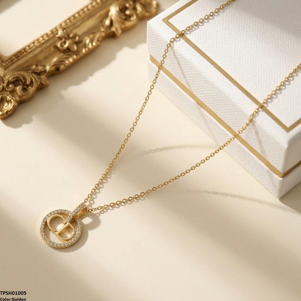 Stainless Steel Zircon Round Pendant