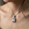Stainless Steel Zircon Rectangle Stone Pendant