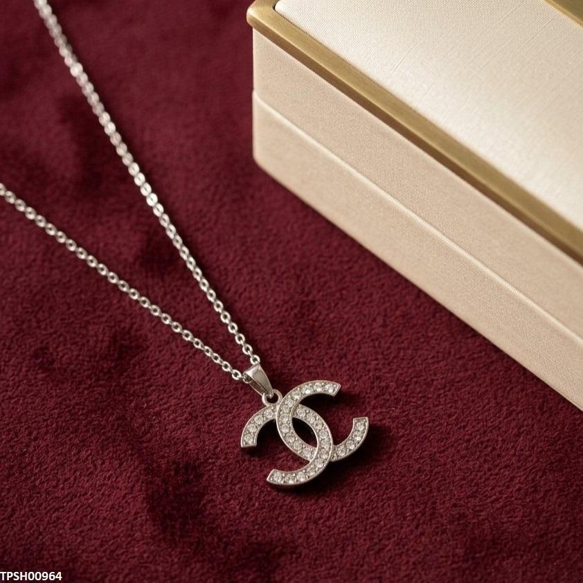 Stainless Steel Zircon Double C Pendant