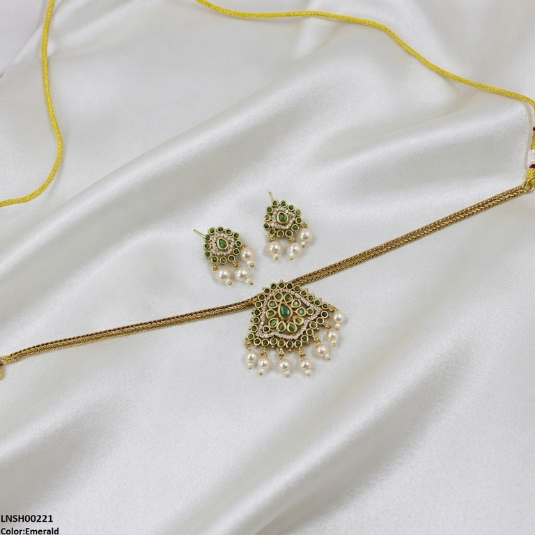 Round Pearl Drop South Indian Necklace Set