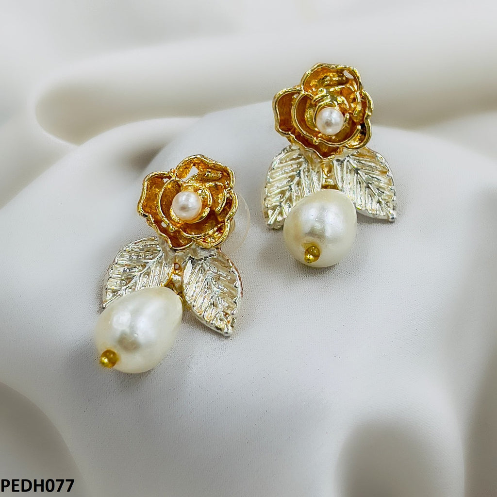 Flower/Pearl Drop Earring Pair