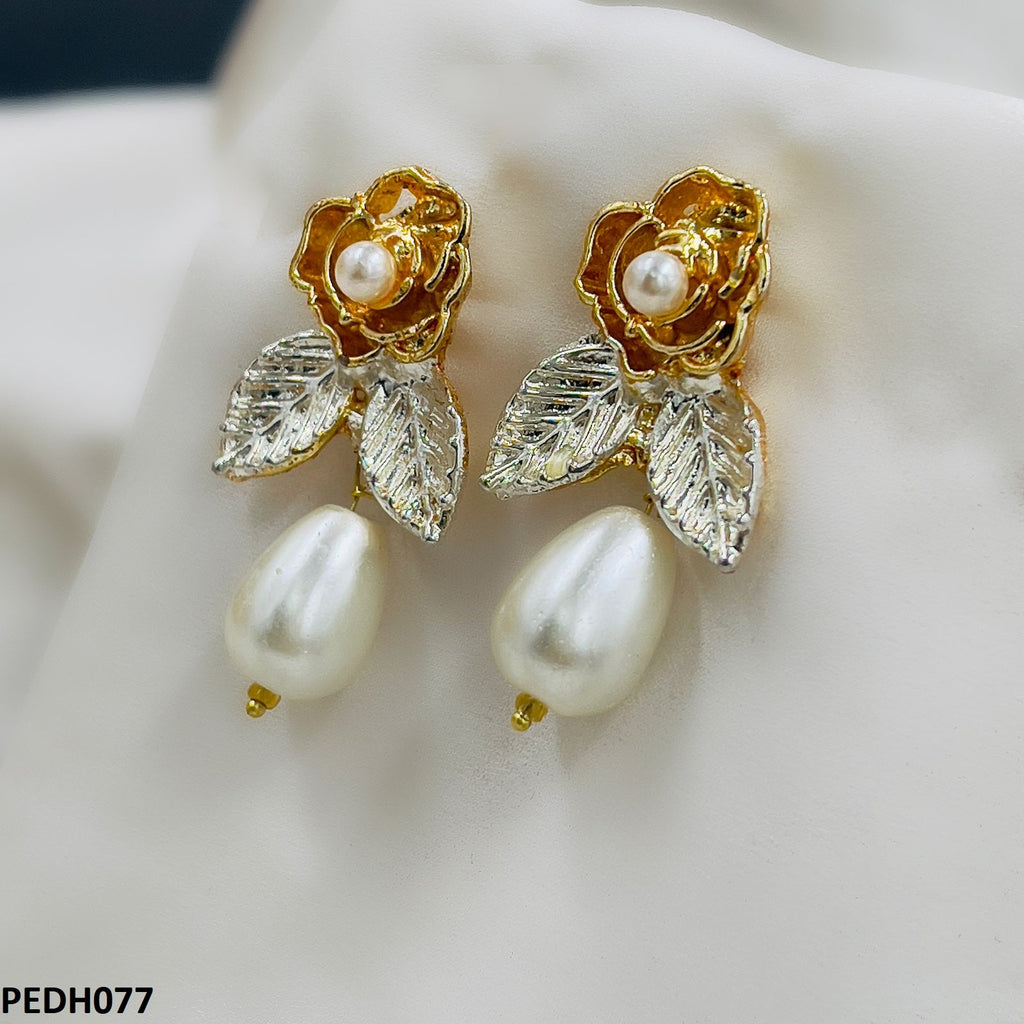 Flower/Pearl Drop Earring Pair