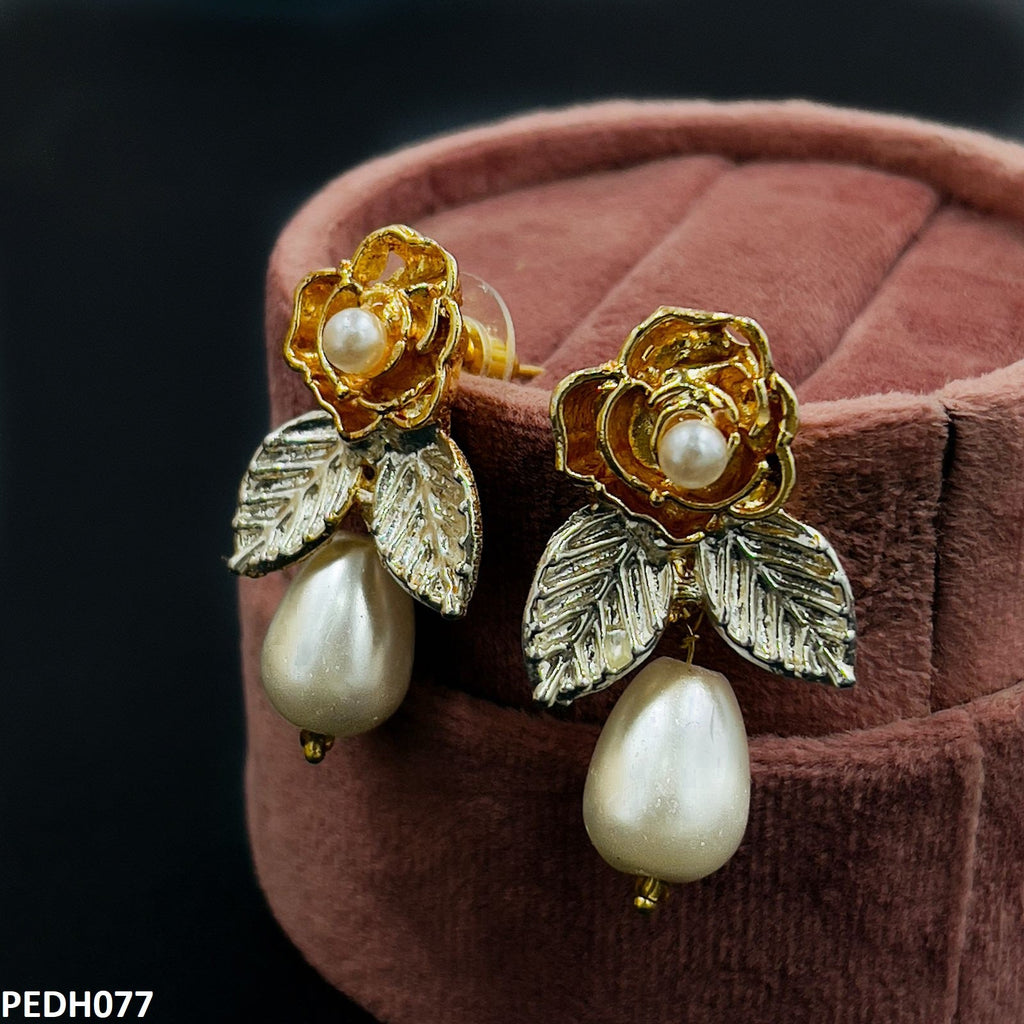 Flower/Pearl Drop Earring Pair