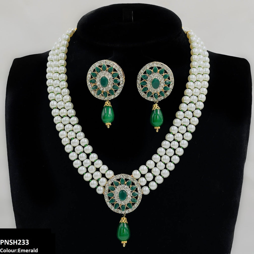 Flower Pearl Drop Necklace Set