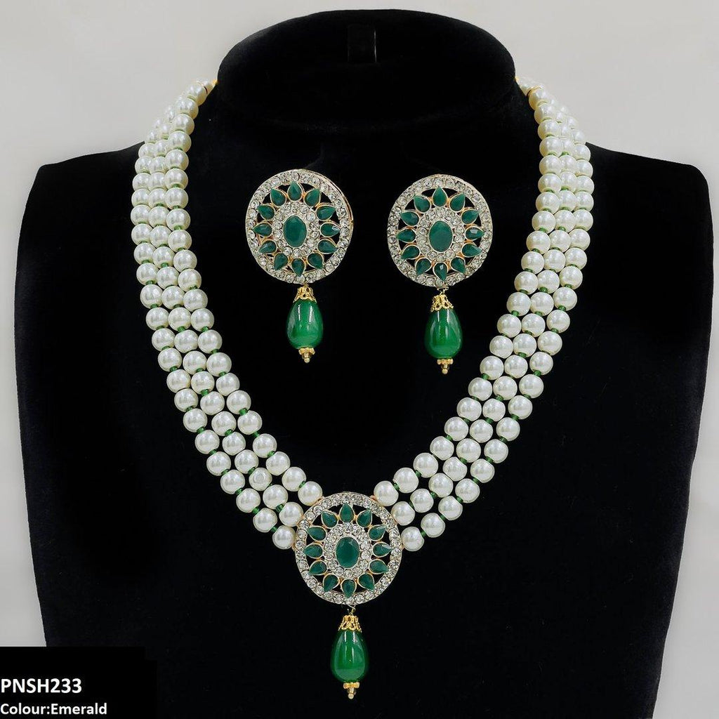 Flower Pearl Drop Necklace Set
