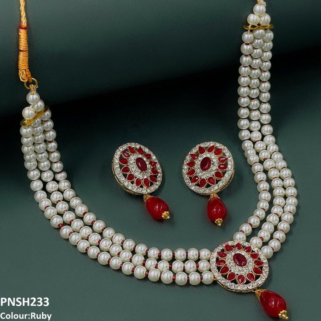 Flower Pearl Drop Necklace Set