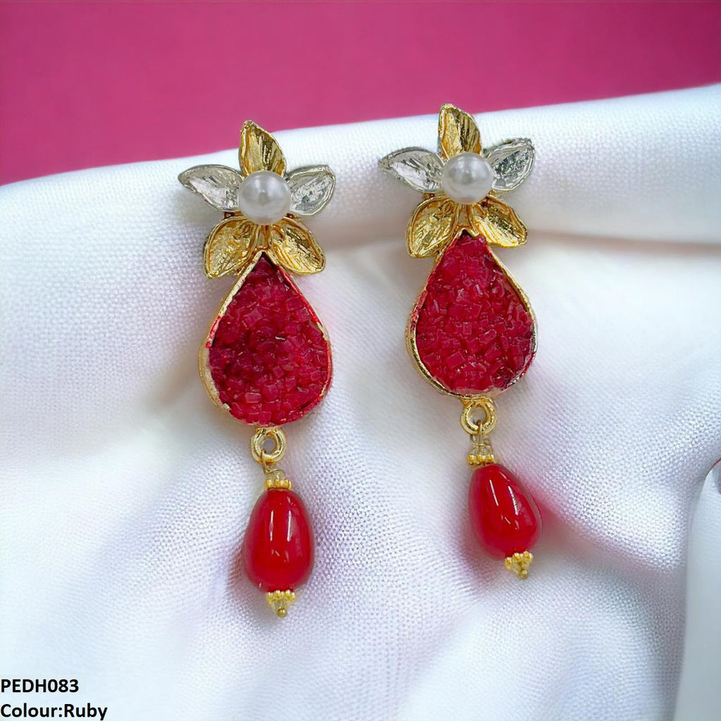 Flower Pearl Drop Earrings