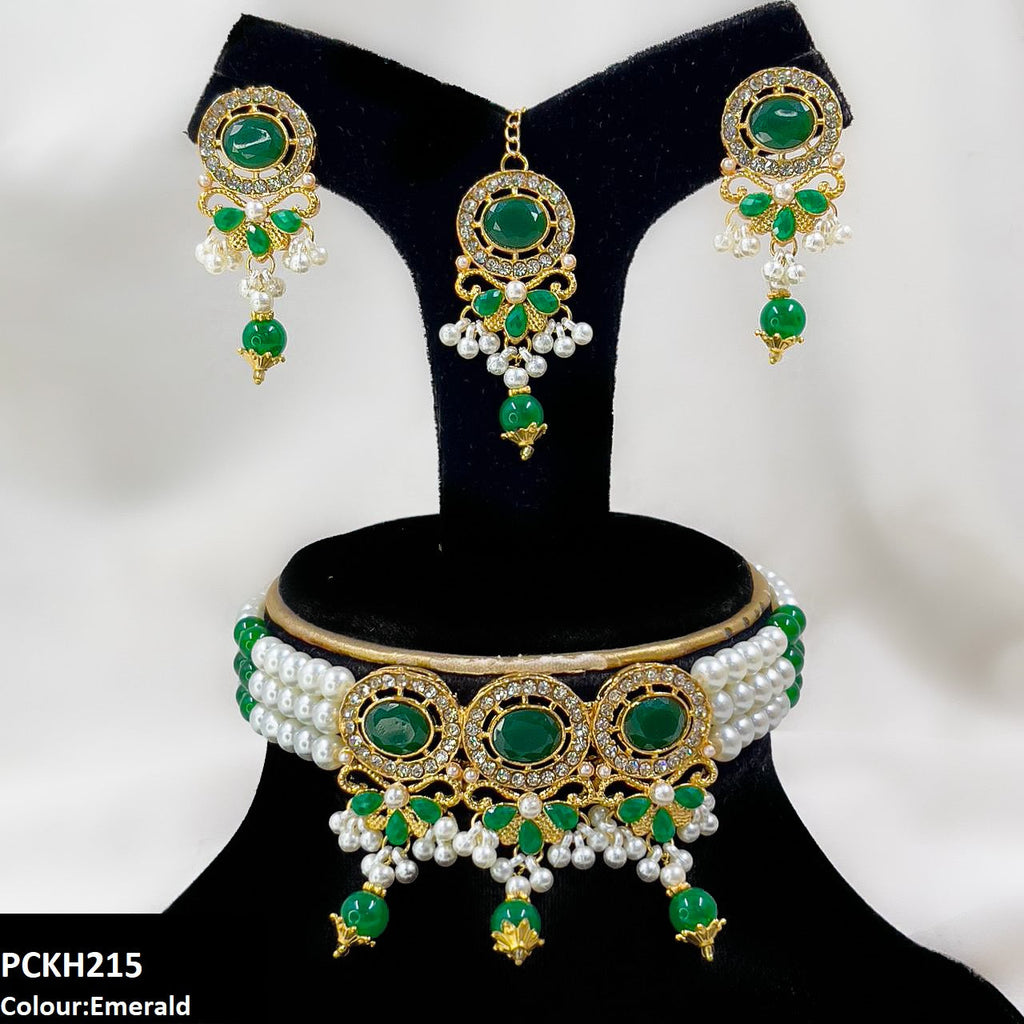 Oval/Pearl Drop Choker Set