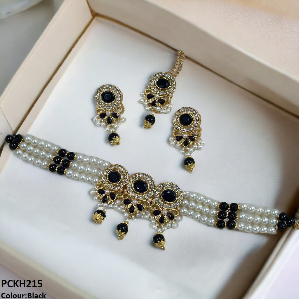 Oval/Pearl Drop Choker Set