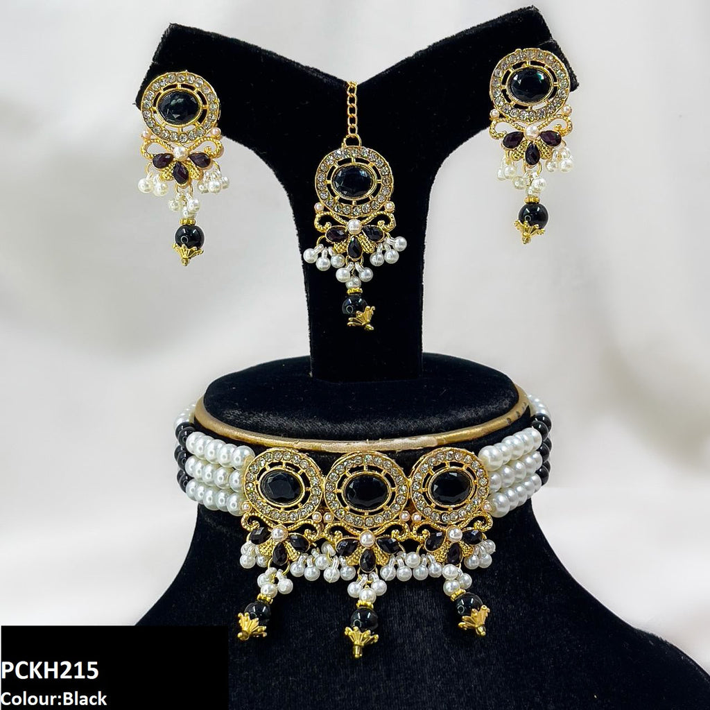 Oval/Pearl Drop Choker Set