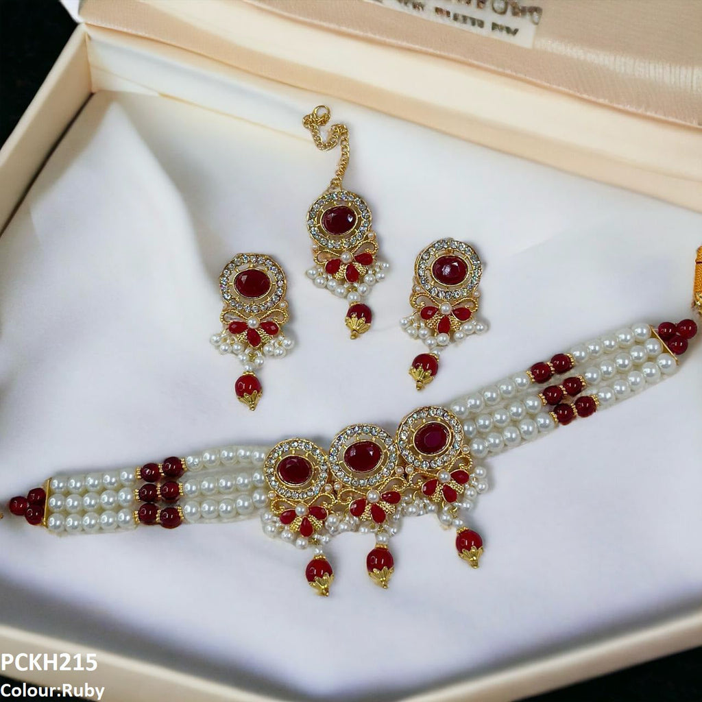 Oval/Pearl Drop Choker Set