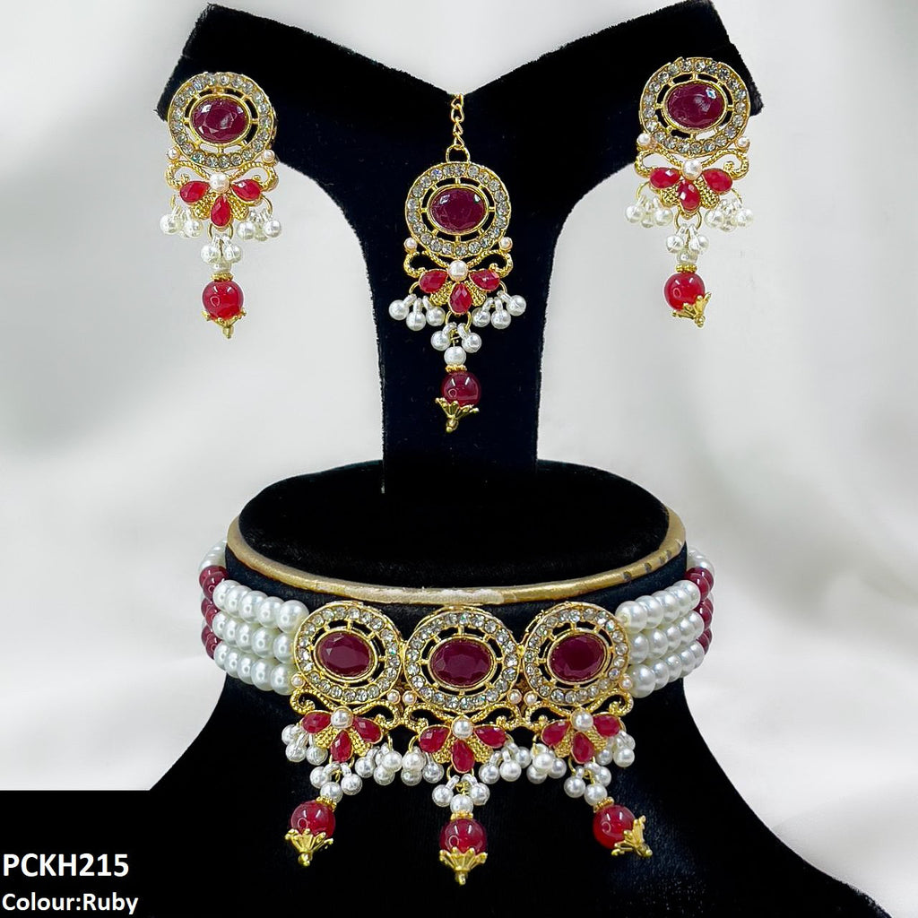 Oval/Pearl Drop Choker Set