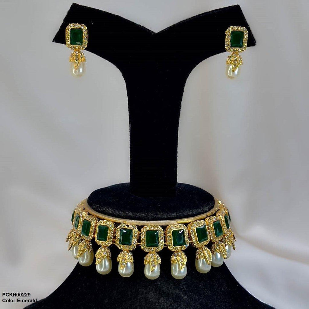 Rectangle Pearl Choker Set