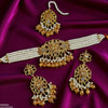 Square Flower Pearl Drop Choker Set