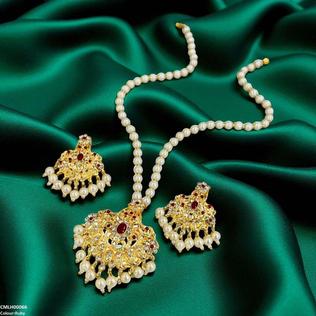 Oval/Flower Pearl Drop Mala Set