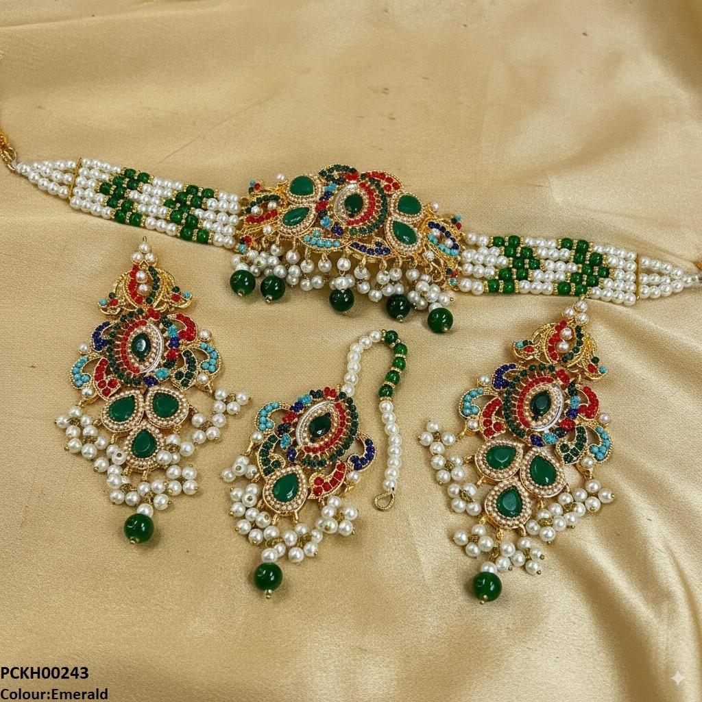 Oval/Tear Pearl Choker Set