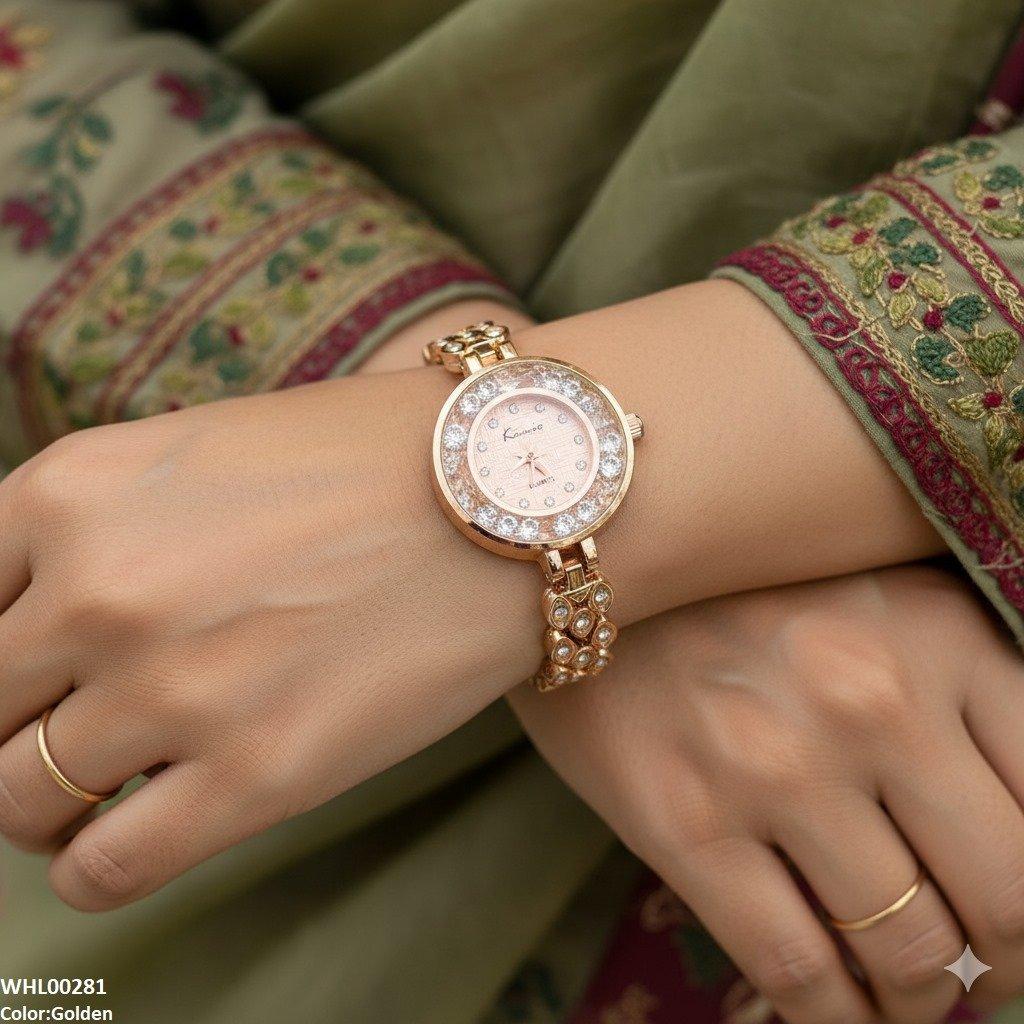 Round Rhinestone Bezel Dial Watch