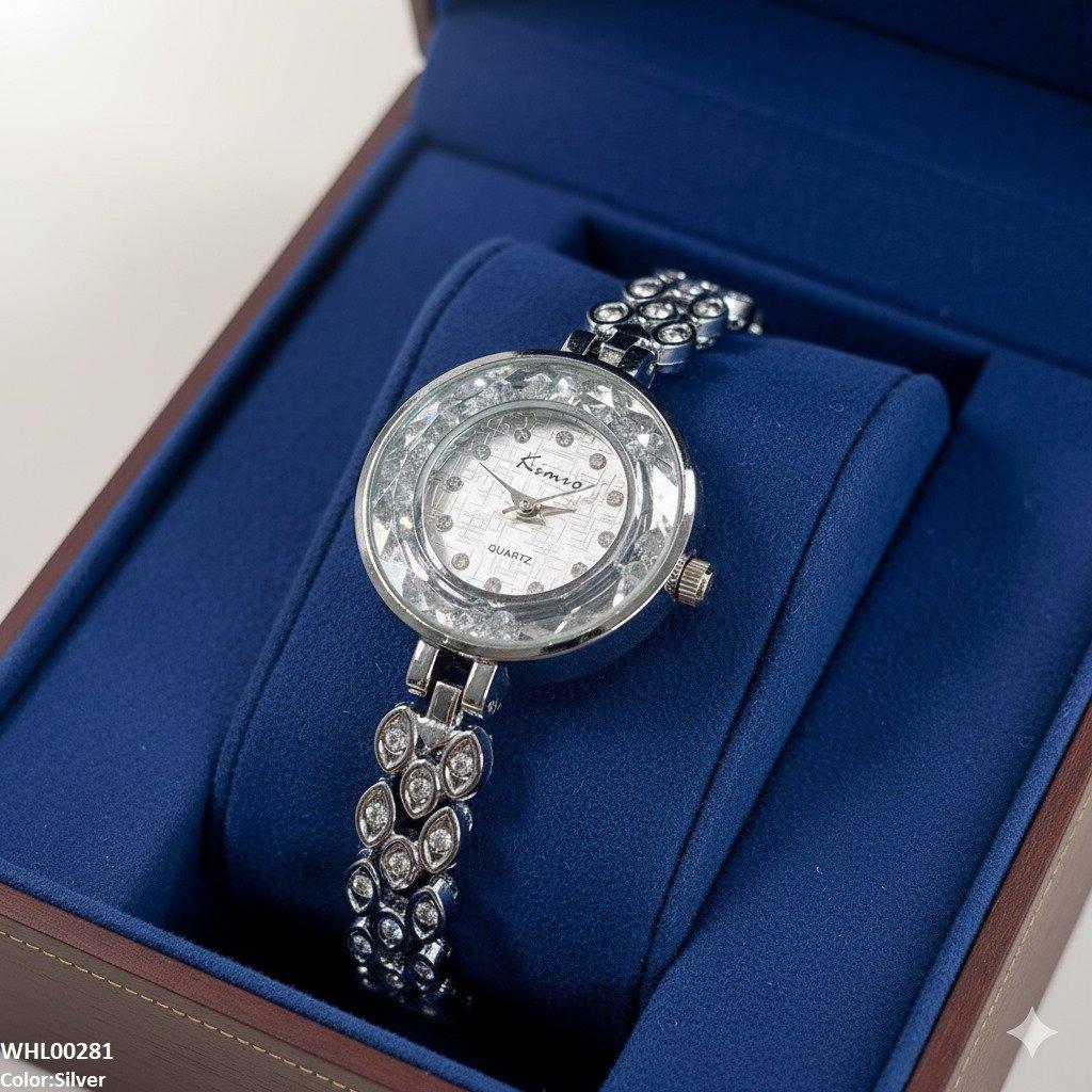 Round Rhinestone Bezel Dial Watch