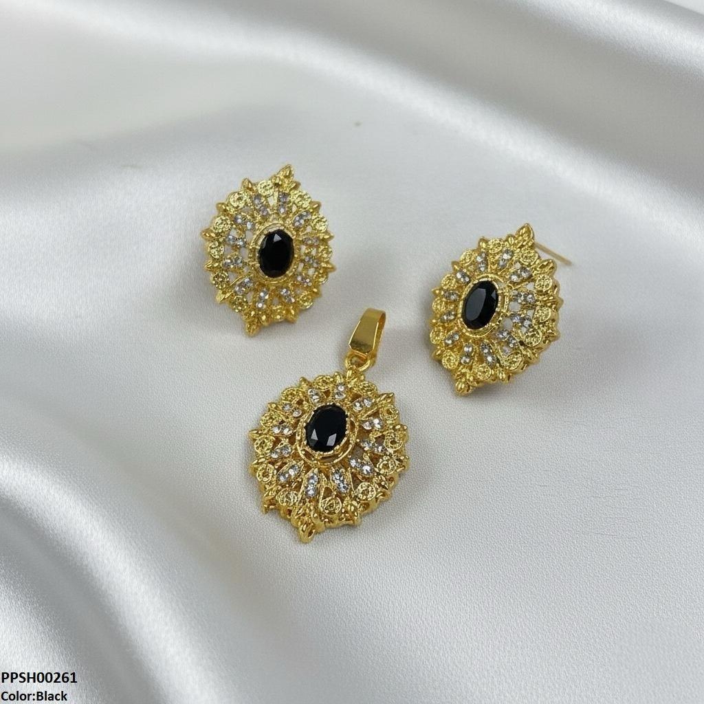 Oval Flower Pendant Set
