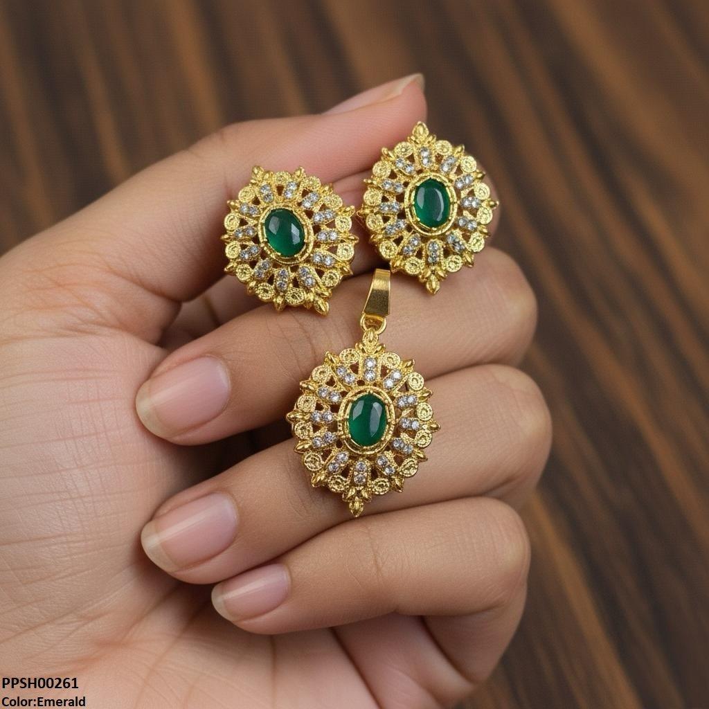 Oval Flower Pendant Set