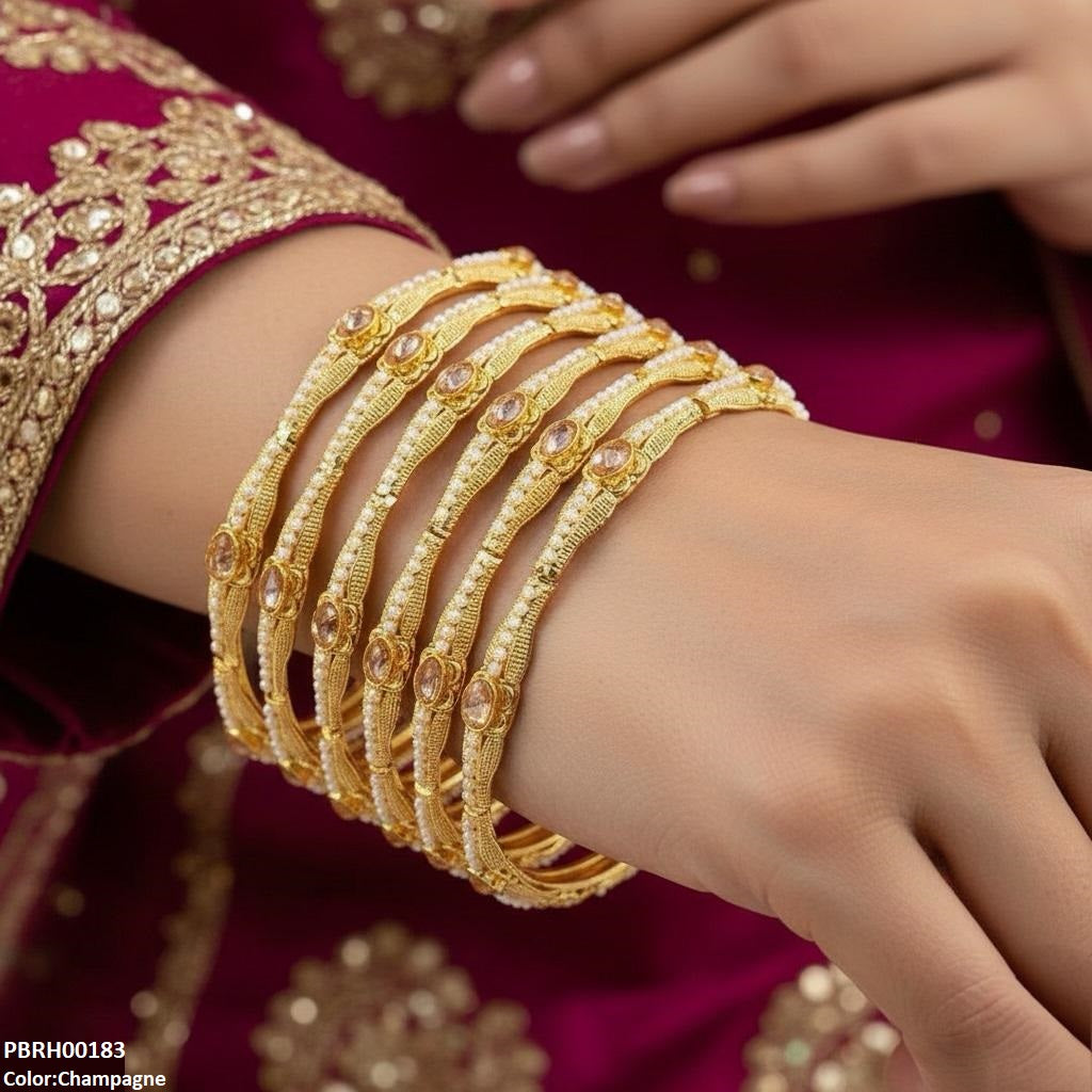 Oval/Pearl Bangles 6 Pcs Set