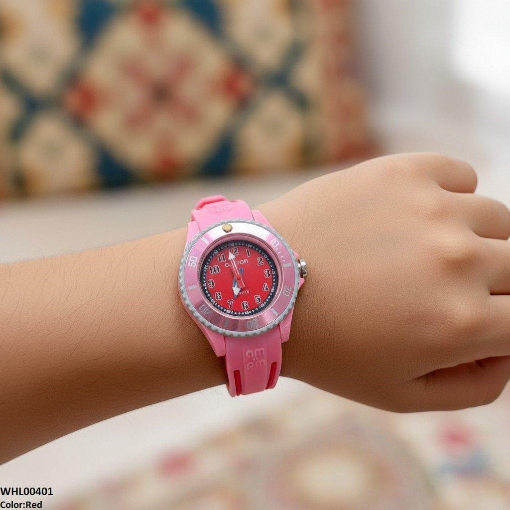 Round Red Dial Stone Kid's Watch