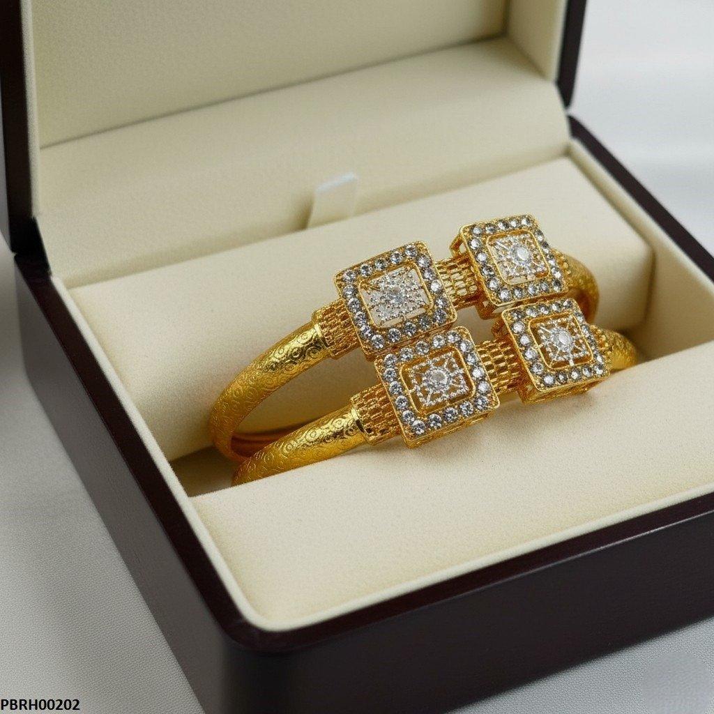 Double Square Flower Bangle Set