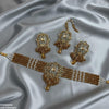 Square Flower Pearl Drop Choker Set