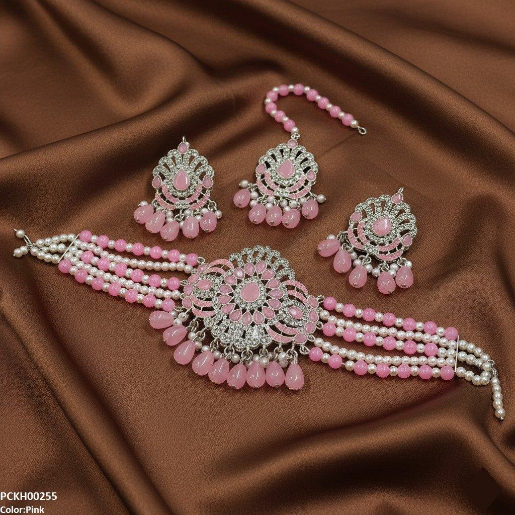 Tear White Pearl Drop Choker Set
