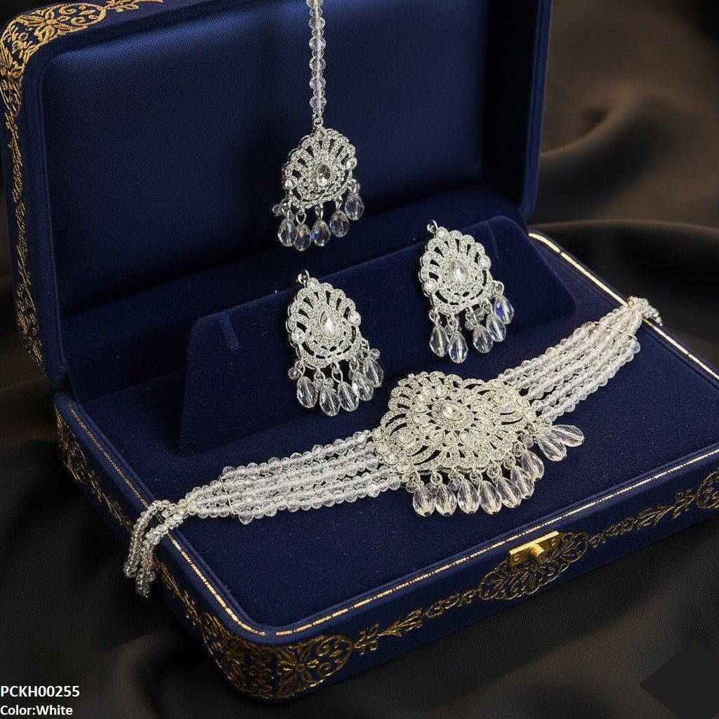 Tear White Pearl Drop Choker Set