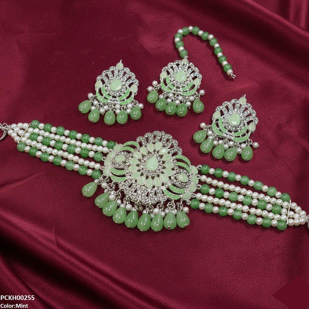 Tear White Pearl Drop Choker Set