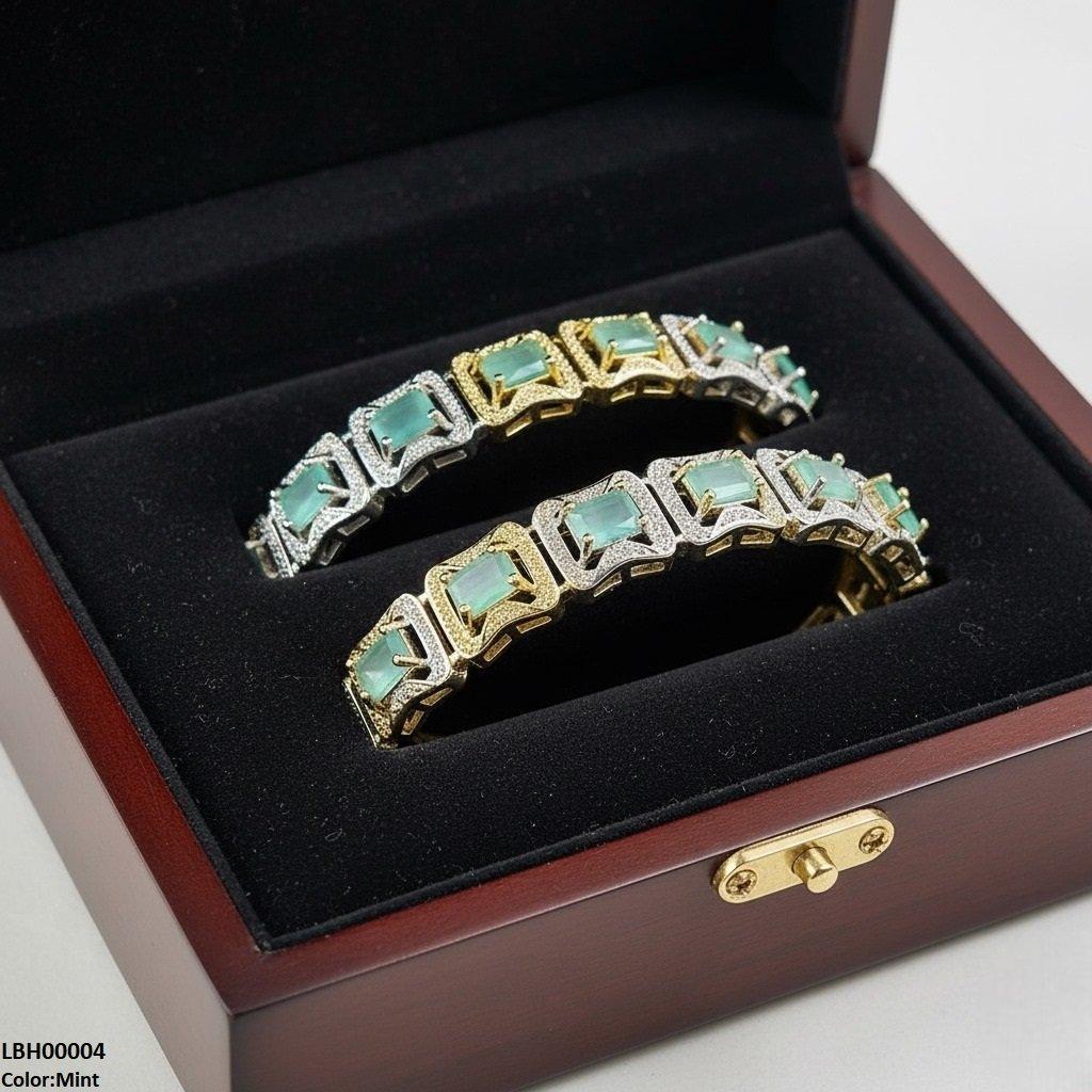 Rectangle Stone Bangle Set