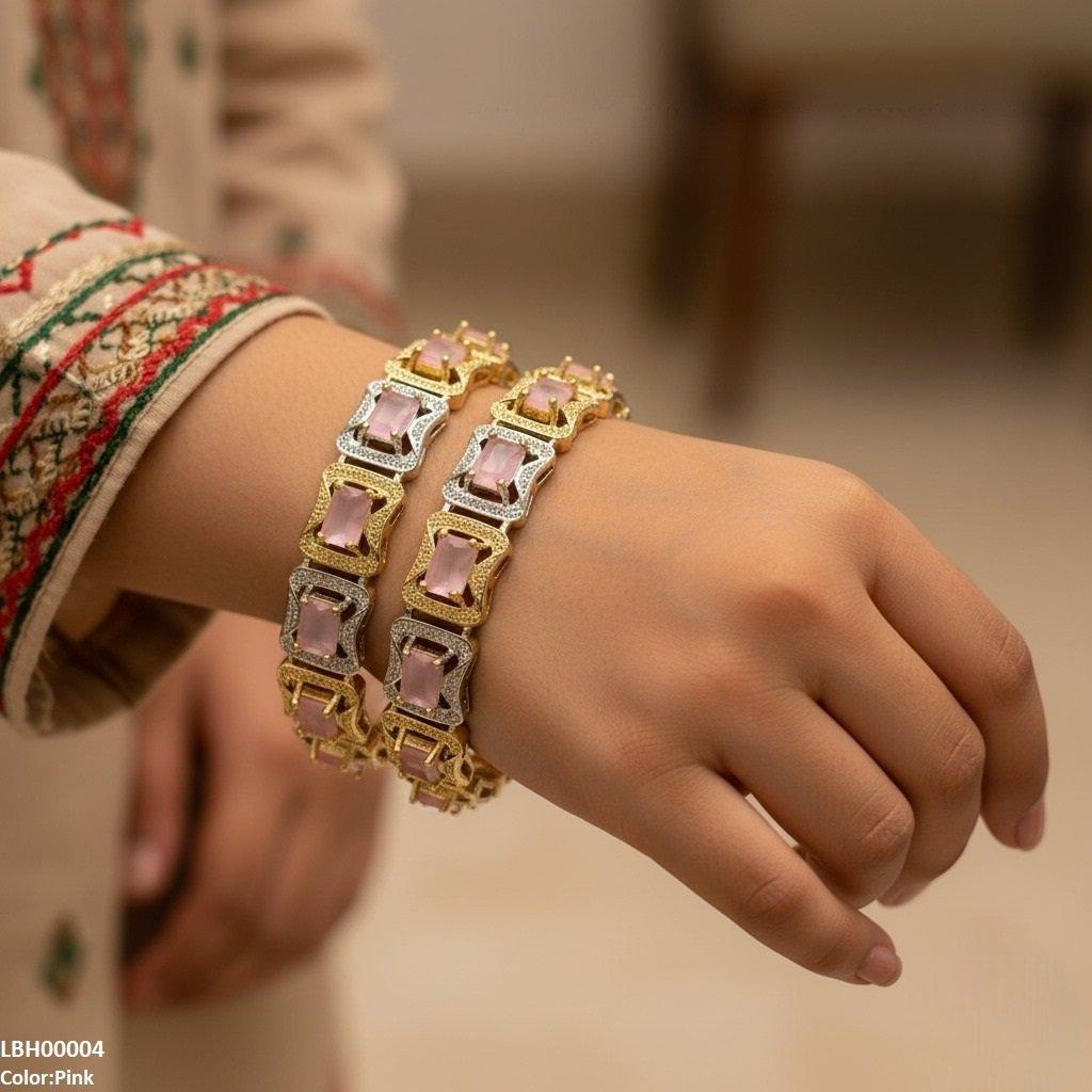 Rectangle Stone Bangle Set