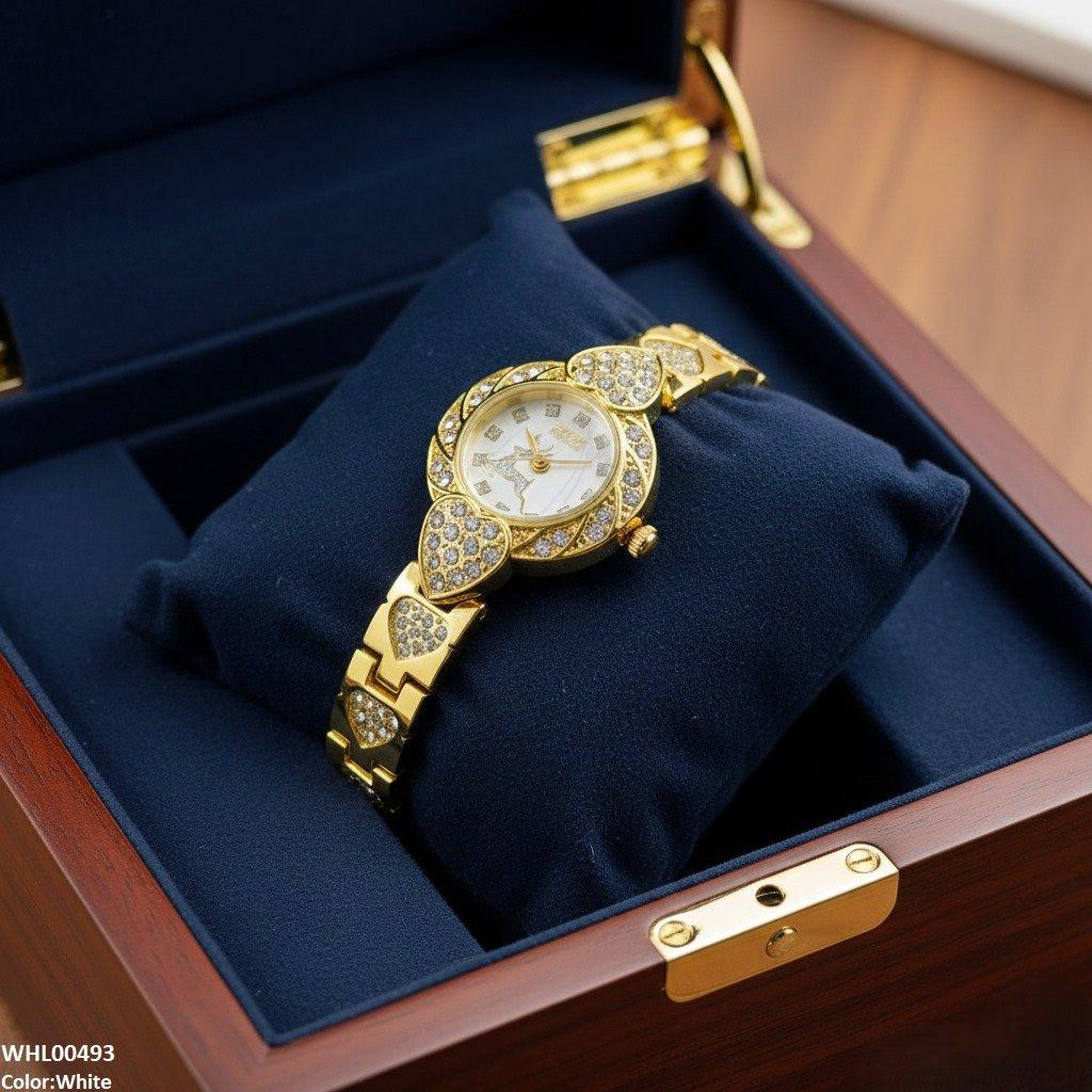 Round Deer Dial Heart Bracelet Women's Watch