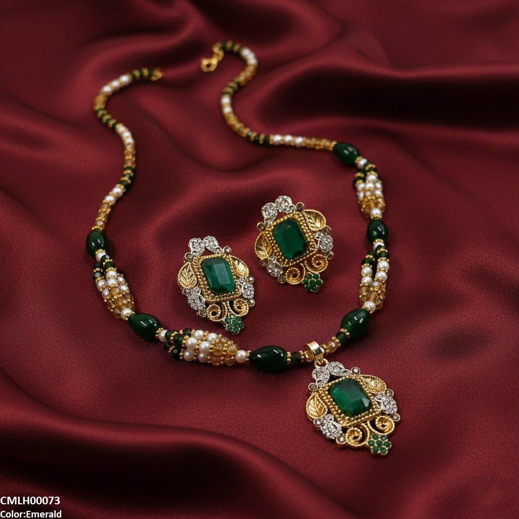 Rectangle Flower Drop Mala Set