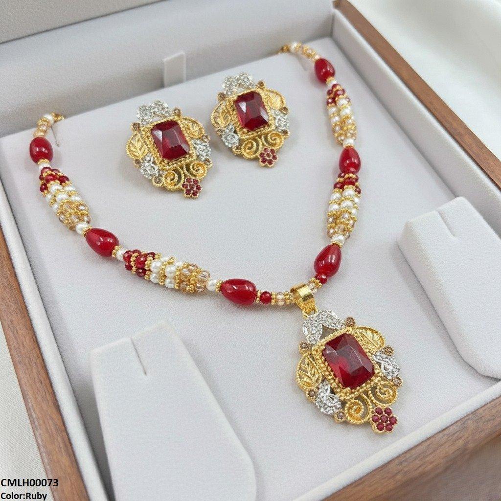 Rectangle Flower Drop Mala Set